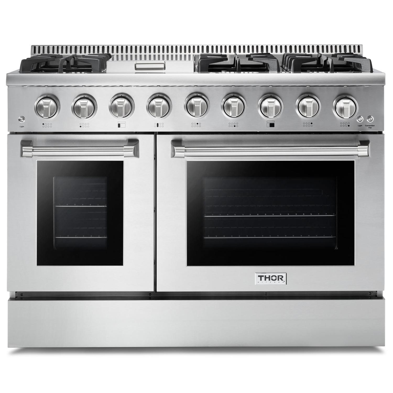 Thor Kitchen 48-Inch Stainless Steel Freestanding Gas Range with Griddle