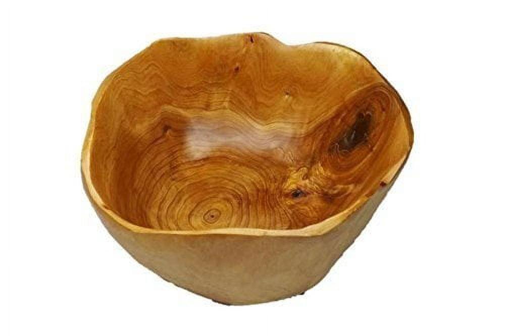 THY COLLECTIBLES Wooden Deep Bowl Handmade Storage Natural Root Wood Crafts Bowl Fruit Salad Serving Bowls (Medium 10"-12")