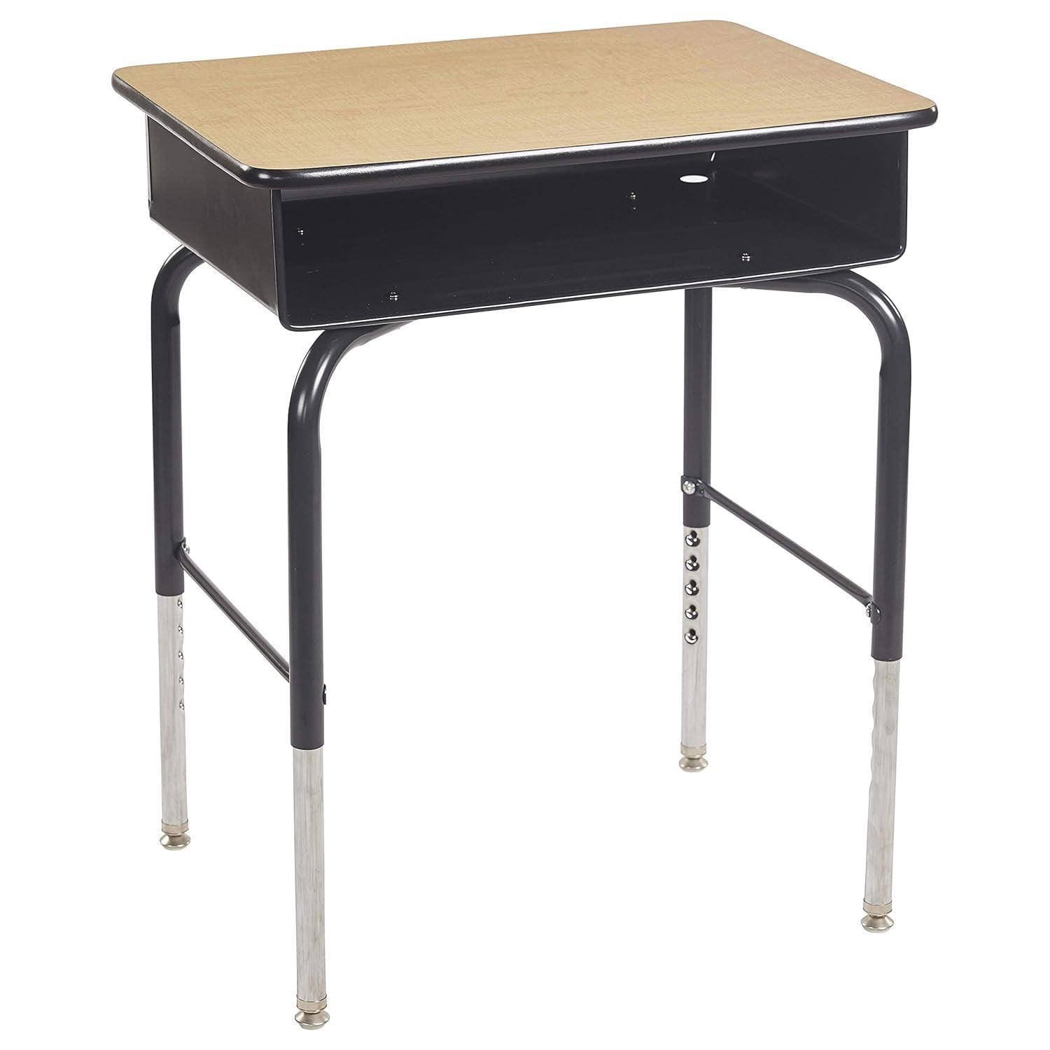 Flash Furniture Goddard Height-Adjustable Open Front Student Desk with Metal Book Box