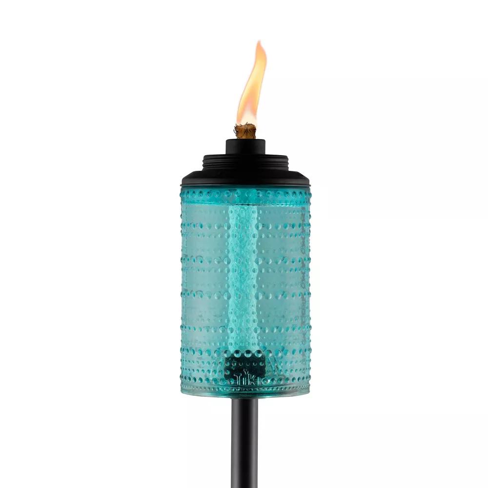 TIKI Blue Glass 68" Carnival Garden Torch