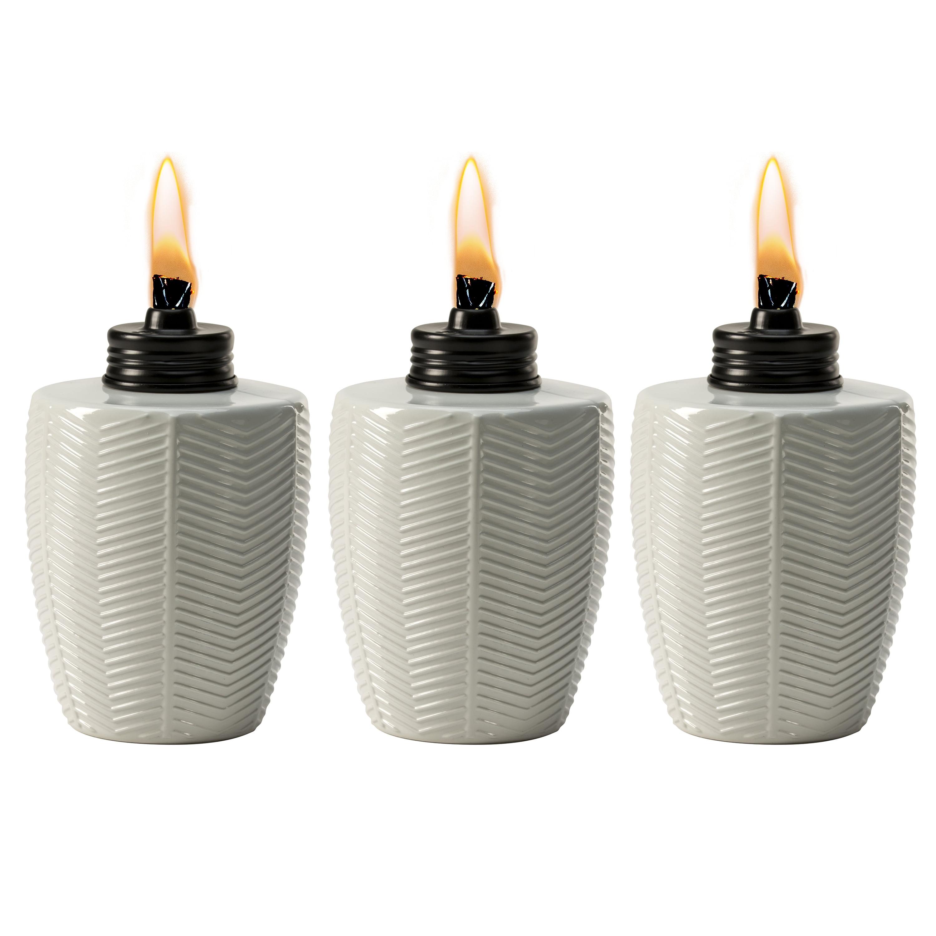 TIKI® Brand 5.75 Inch Table Torch Glass Herringbone (Set of 3)