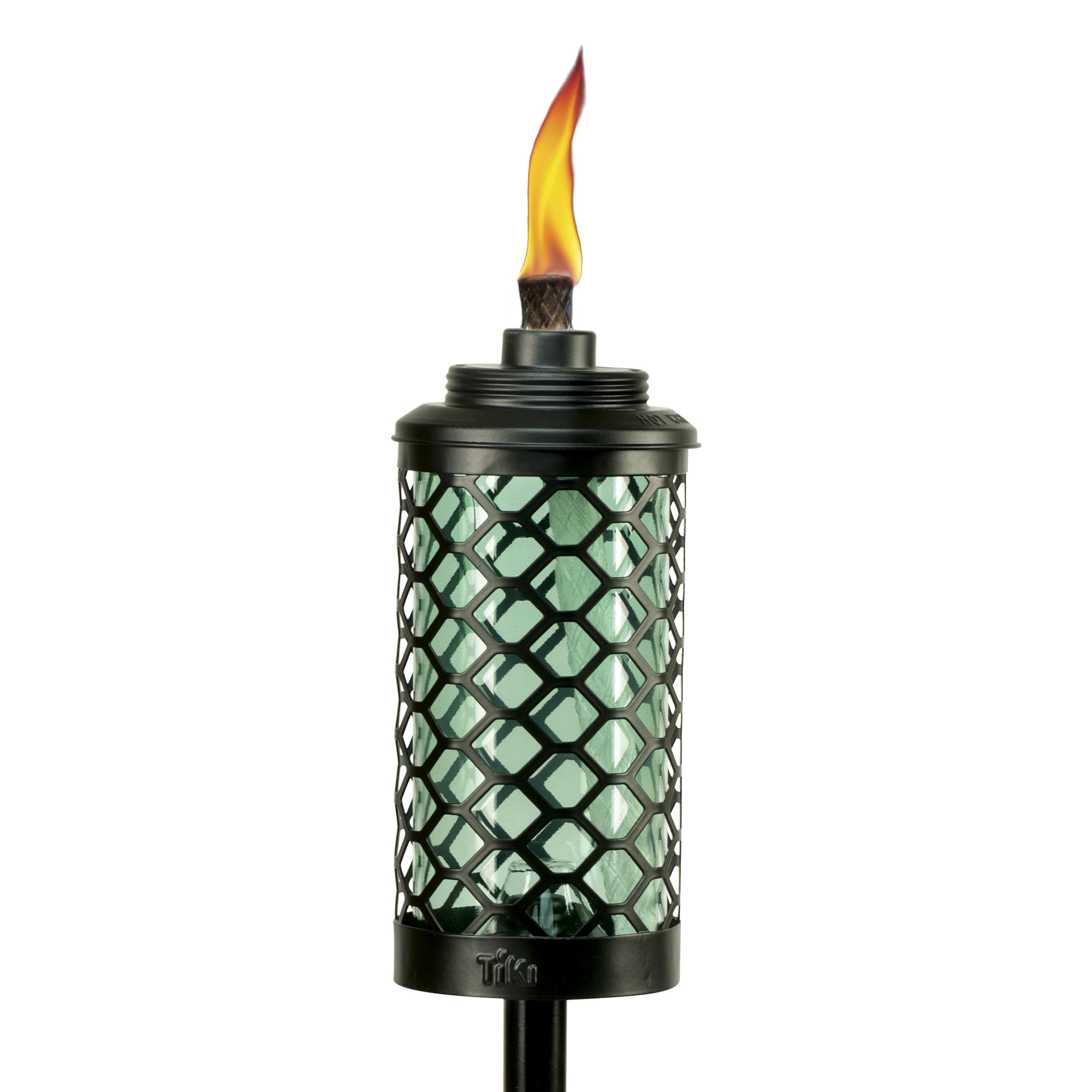 Tiki Honeycomb Stepnstall Glass Outdoor Torch Blue