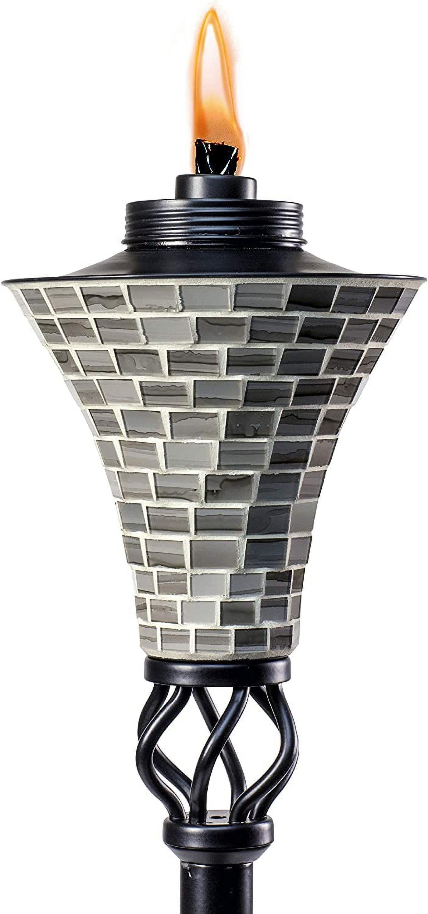 62-Inch Black and Silver Metal Mosaic Torch