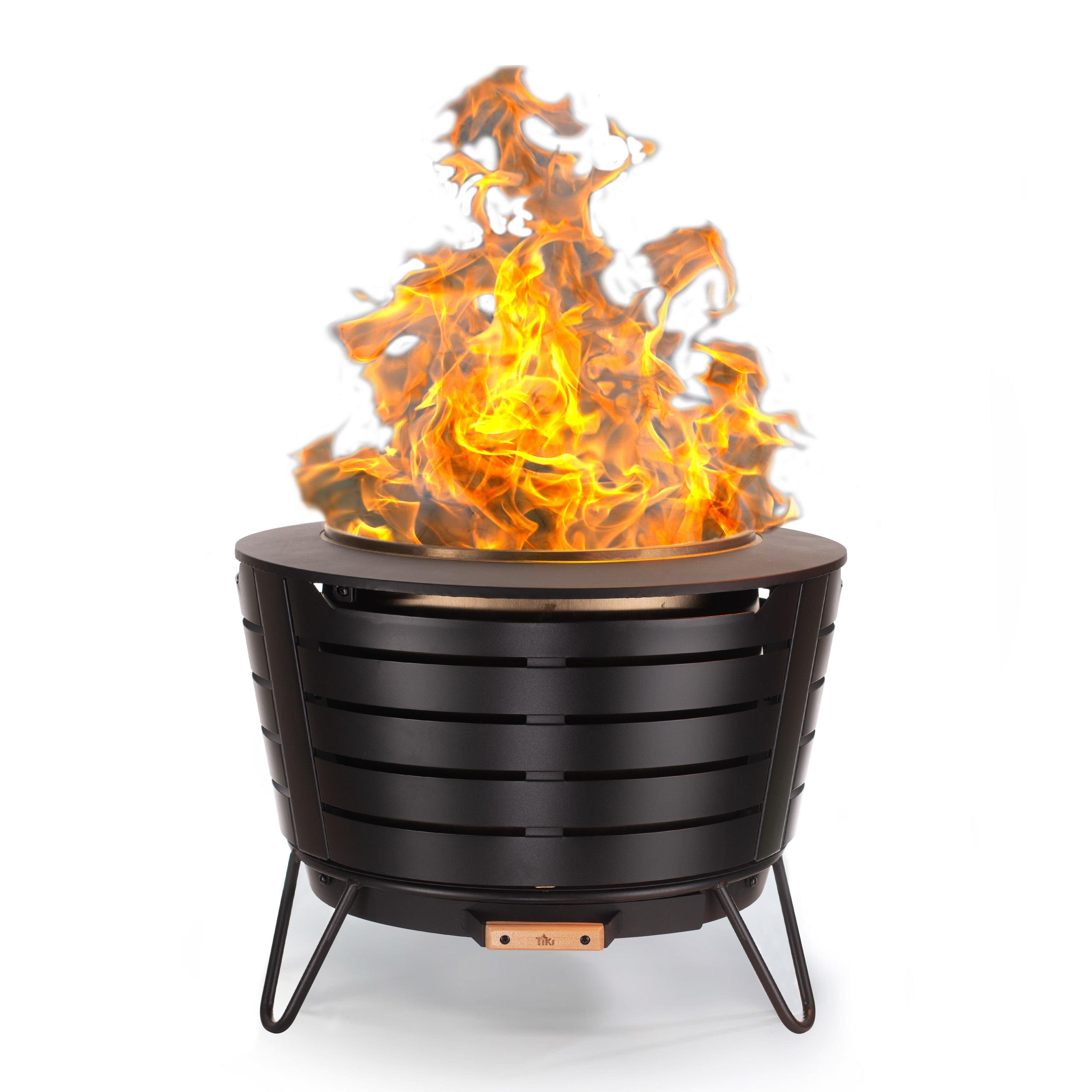 TIKI Brand Smokeless Patio Fire Pit | Wood Burning Fire Pit with Weather Resistant Cover, Ash Pan, Wood Pack, 25 in.