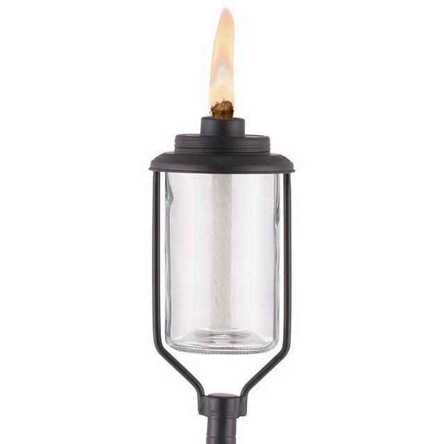 TIKI Simply Glass Torch: Outdoor Stake Torches, Refillable, Kerosene/Lamp Oil Powered, Matte Finish