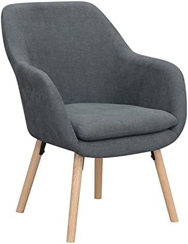 Slate Gray Linen Wingback Accent Chair with Oak Legs