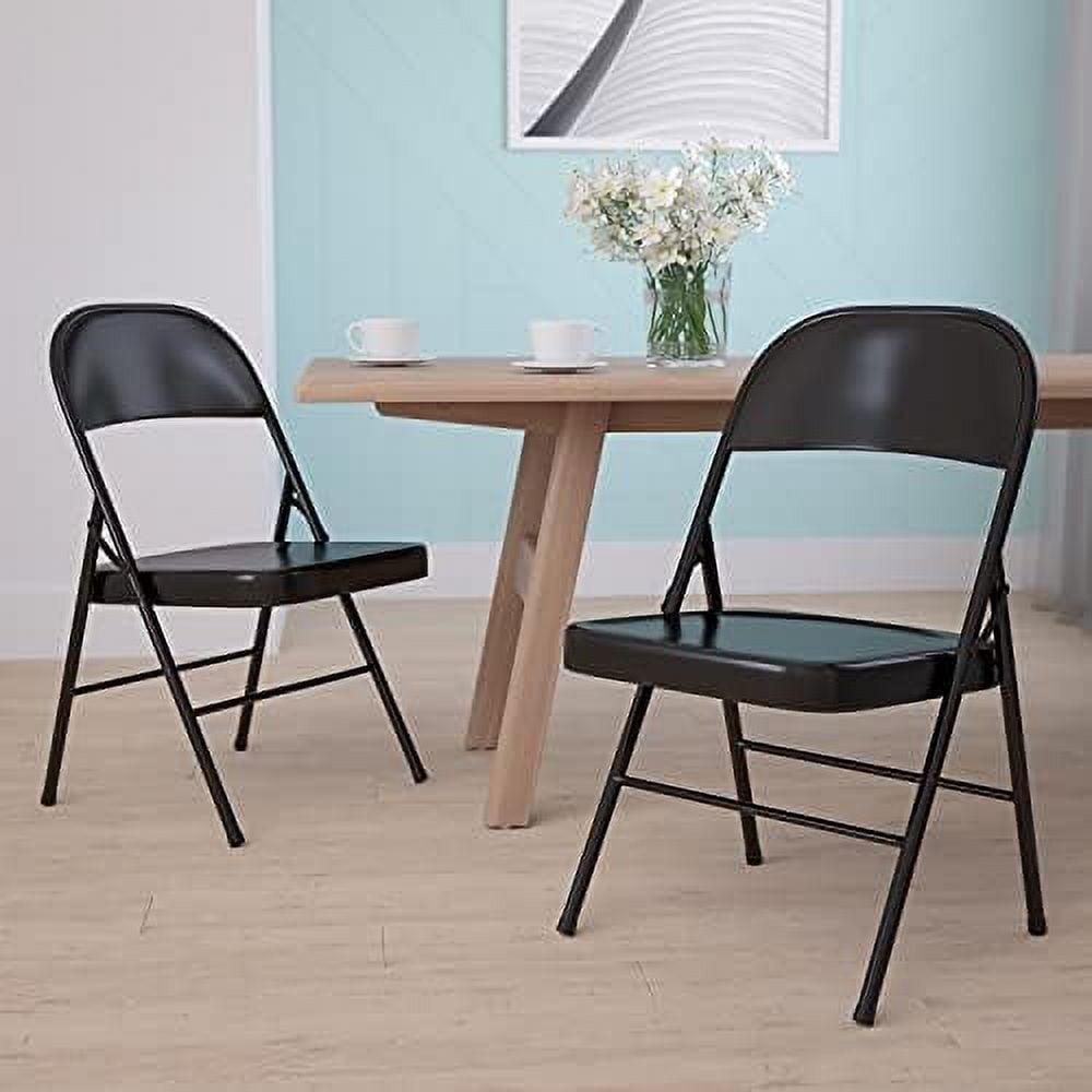 Black 18 Gauge Steel Mid-Back Folding Chair with Cushions