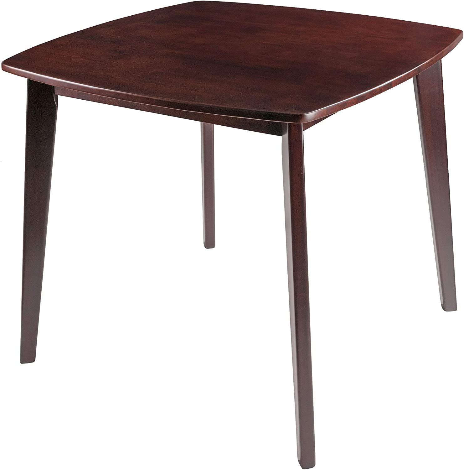 Transitional Square Walnut Dining Table with Tapered Legs