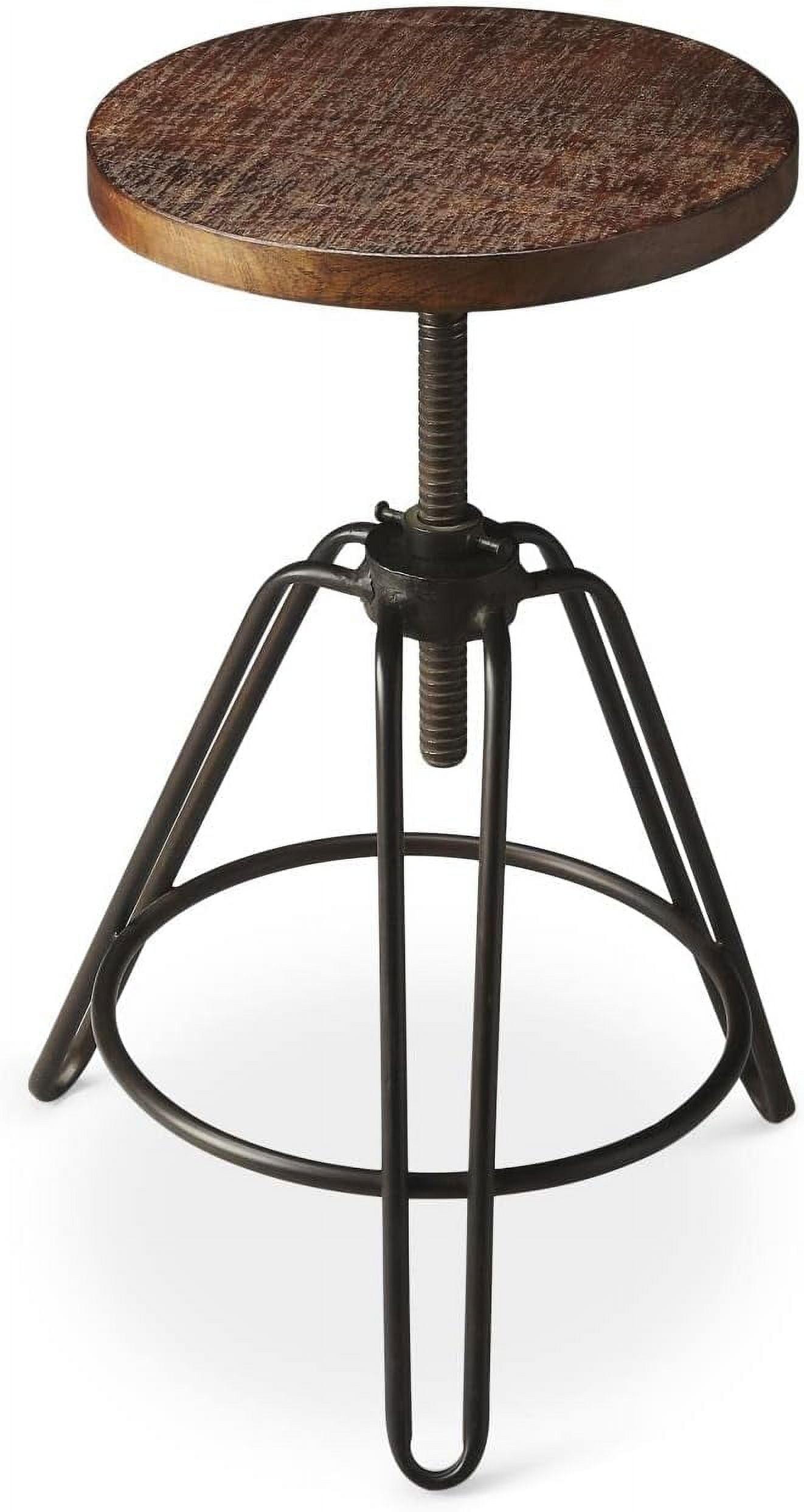 Trenton Adjustable Revolving Bar Stool in Iron and Wood