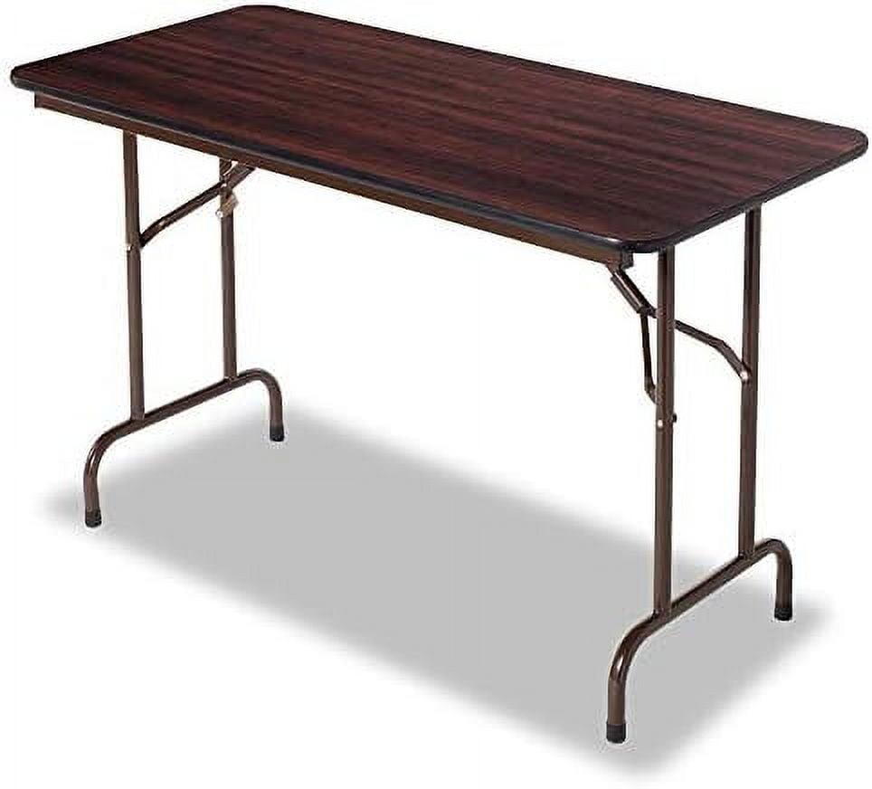 Mahogany Elegance 48" Portable Folding Table with Vinyl Edging