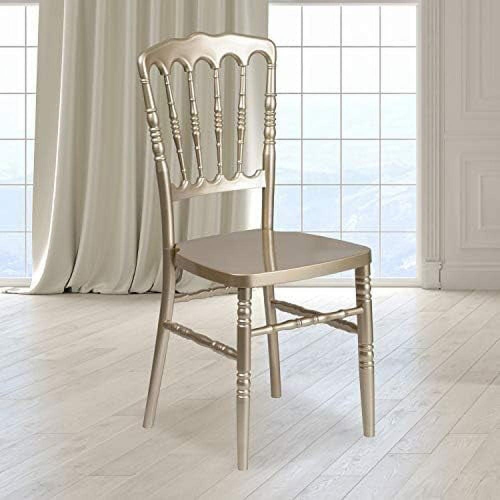 Elegant Gold Resin Napoleon Stacking Chair with Cushion Comfort