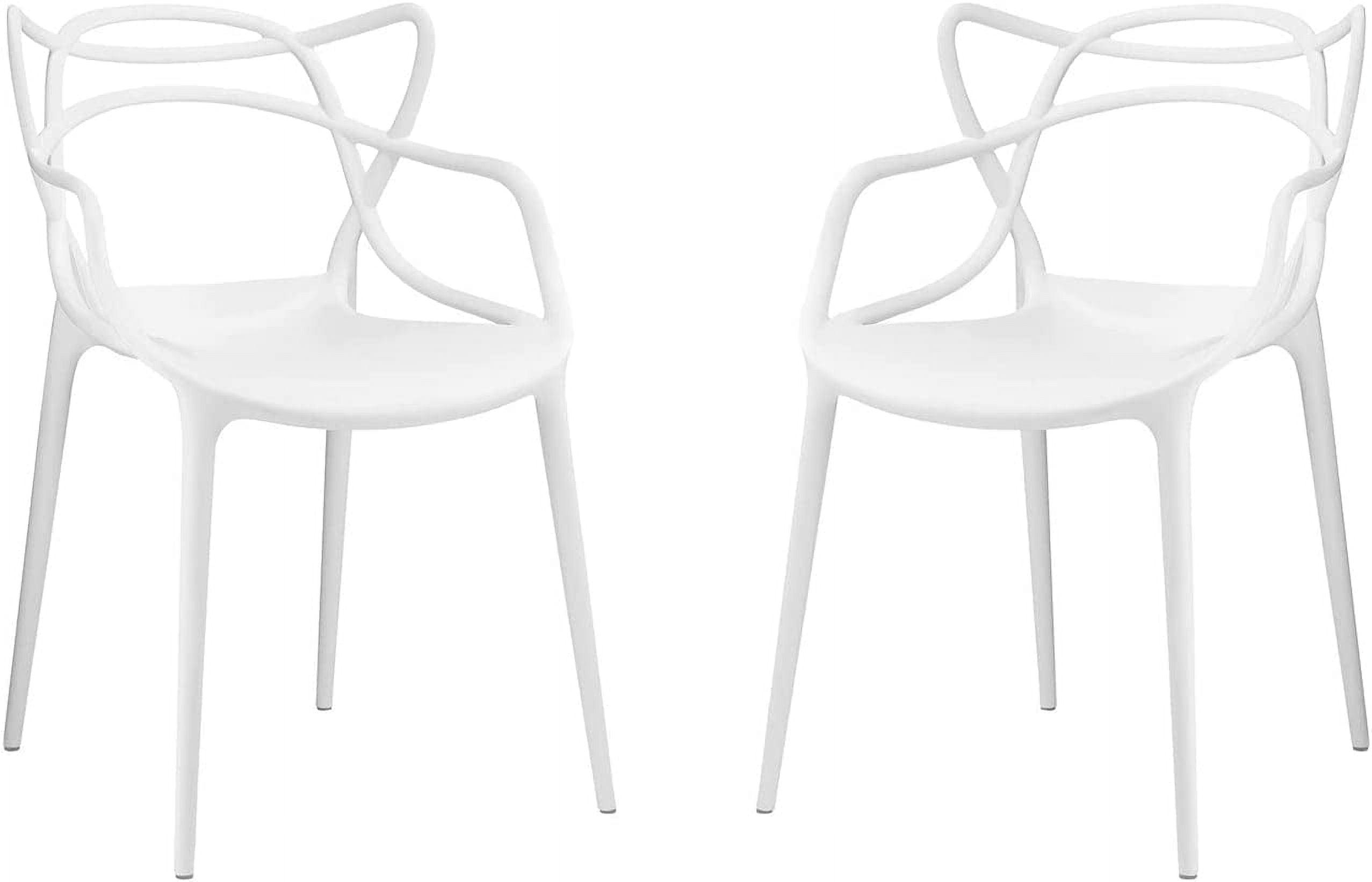 Entangled Modern Low-Profile White Plastic Armchair