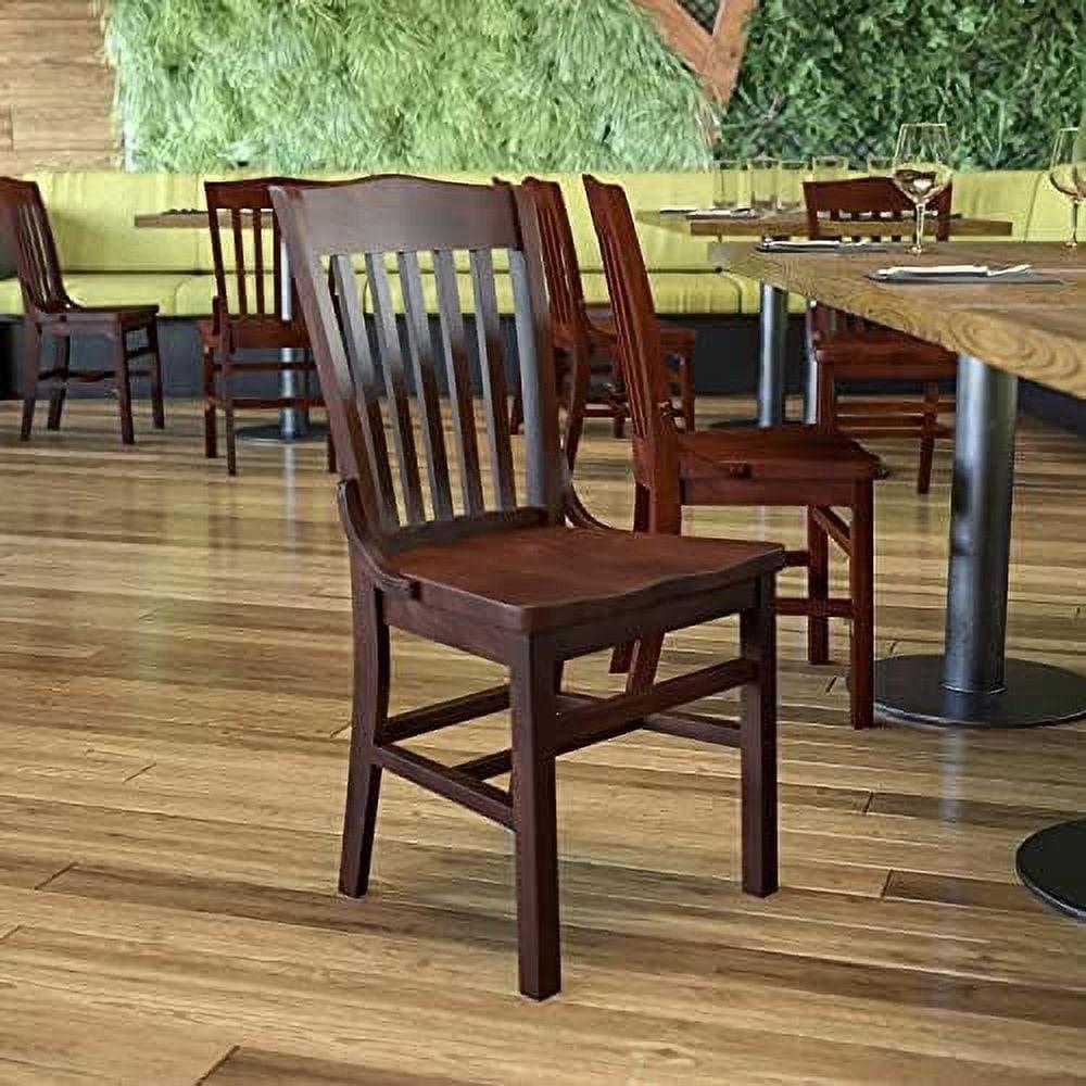 Traditional Walnut Wood Slat Back Dining Chair