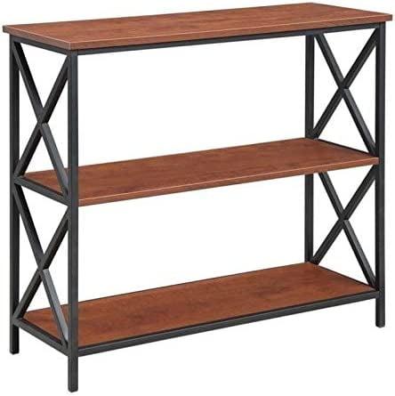 Tucson Modern Black Metal & Cherry Wood 3-Tier Bookcase