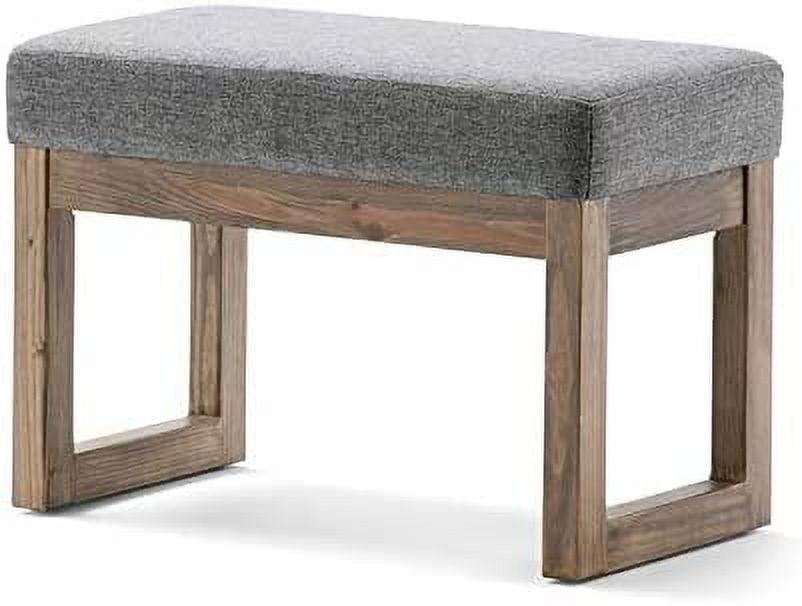 Modern Grey Linen Look Narrow Profile Footstool Bench