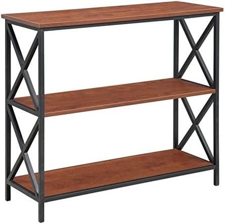 Tucson Modern Black Metal & Cherry Wood 3-Tier Bookcase