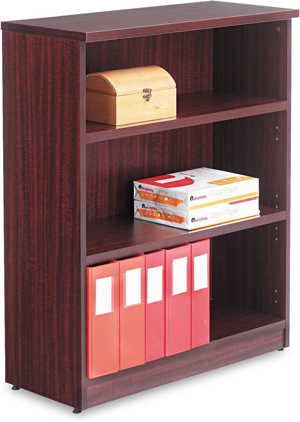 Valencia Adjustable 3-Shelf Mahogany Woodgrain Laminate Bookcase