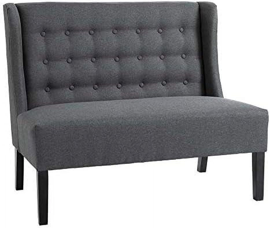 HOMCOM Linen Fabric Upholstery Double Sofa Tufted Loveseat Armless Couch Living Room Furniture with Wood Legs