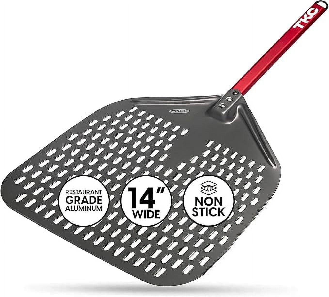 TKC 14 In Perforated Pizza Peel - Aluminum Turning Peel for All Pizza Ovens 31 Black/Red