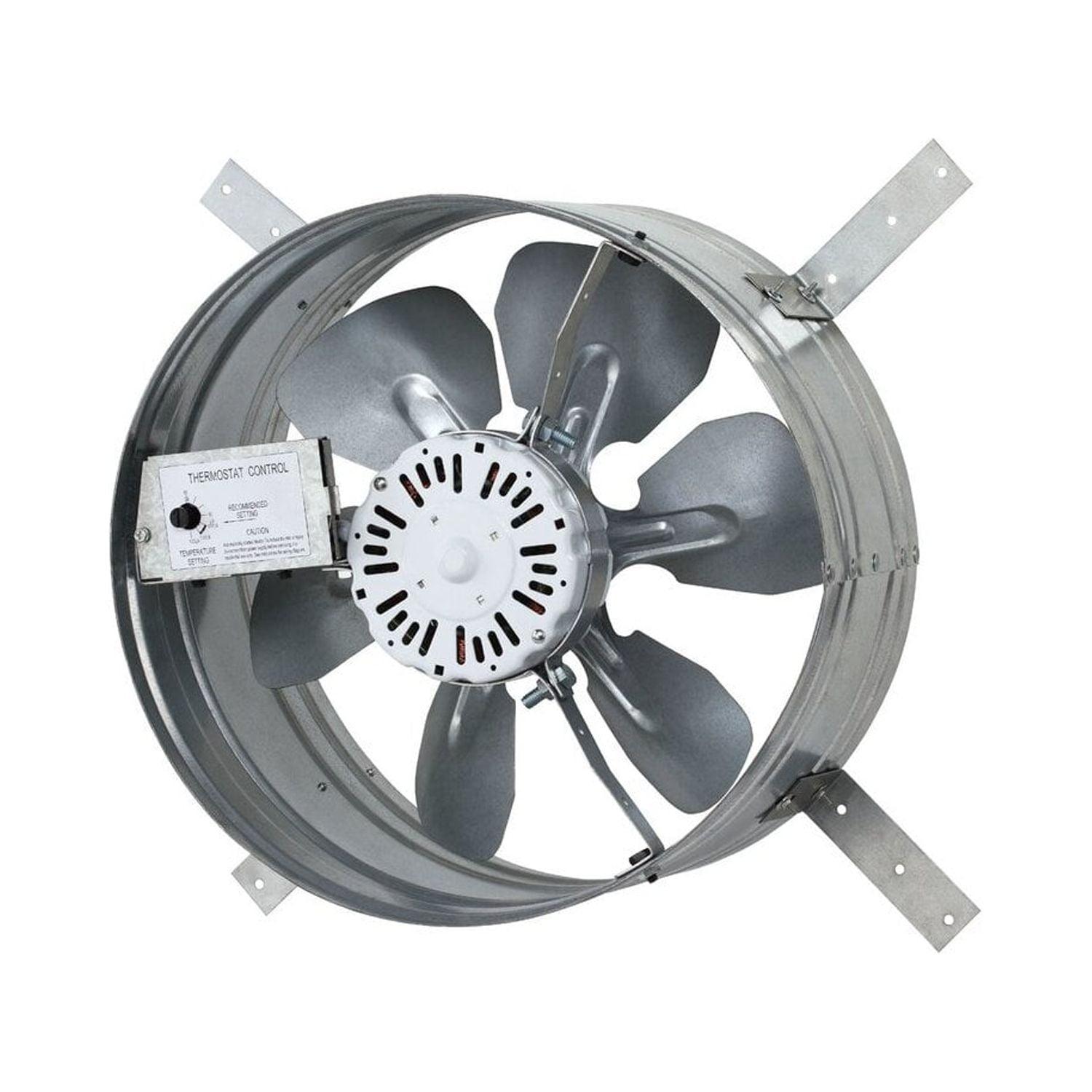 Silver Galvanized Steel Automatic Gable Mount Attic Fan with Thermostat