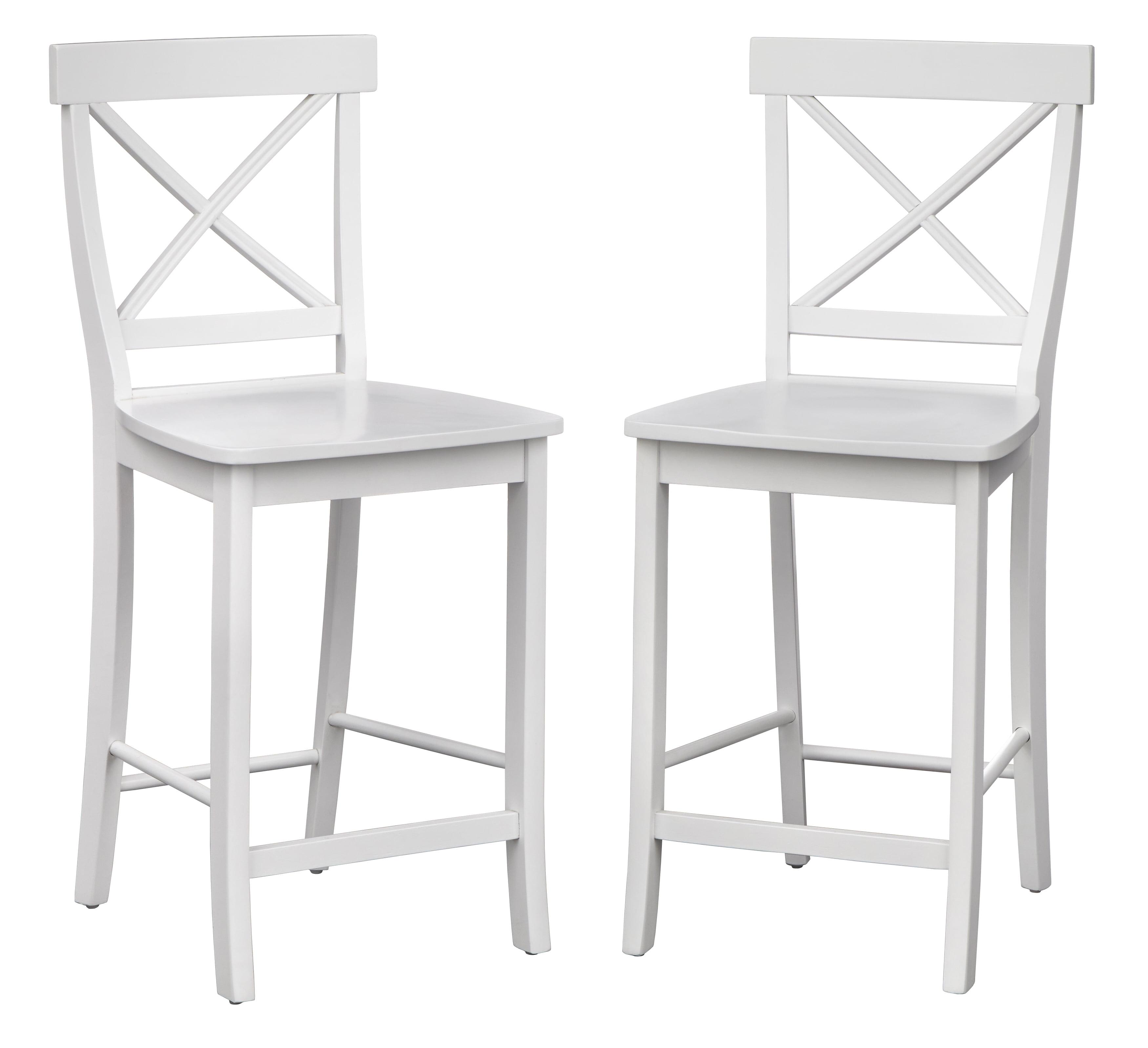 Buylateral Set of 2 24" Albury Counter Height Barstools White: Rubberwood Frame, Armless Design, Painted Finish