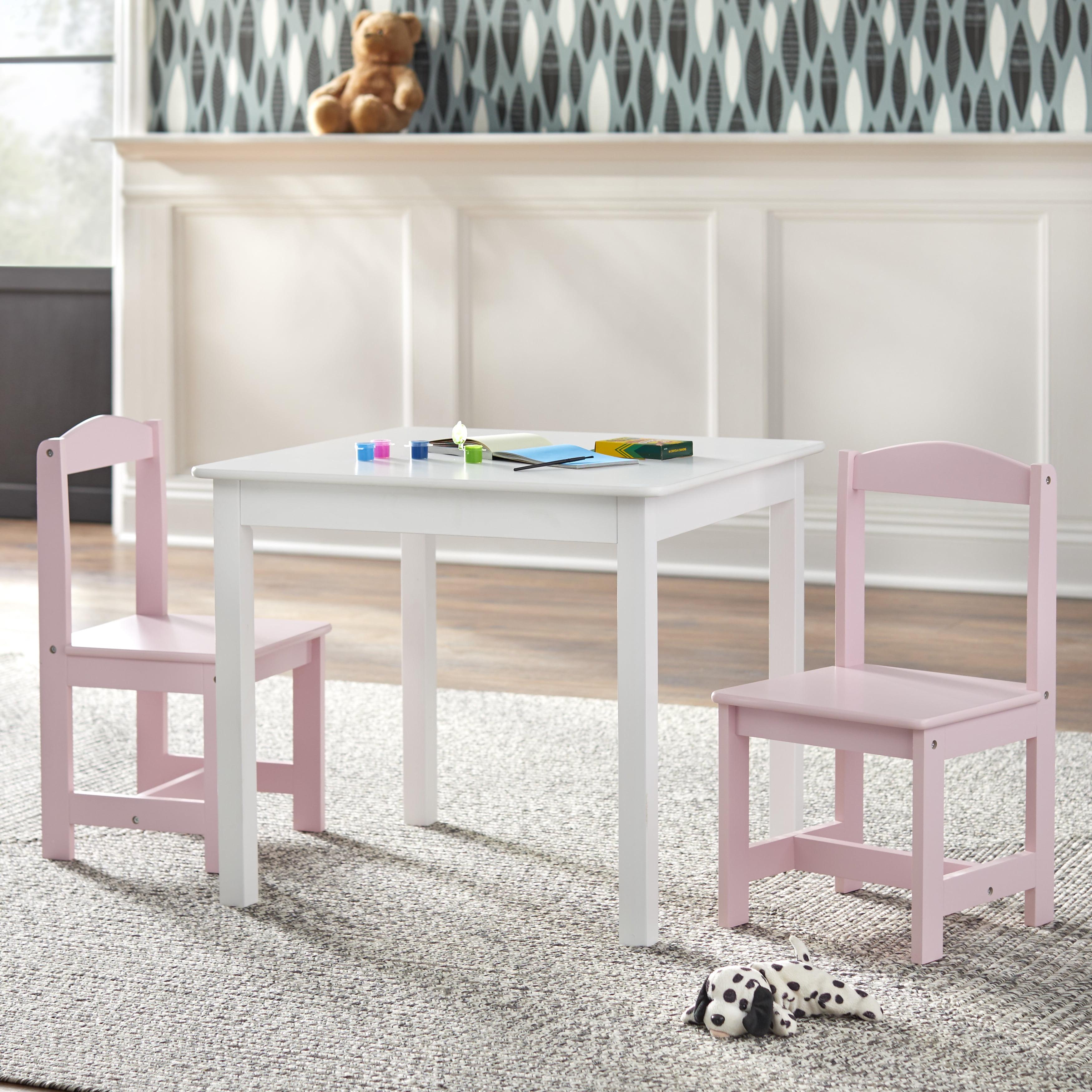 3pc Madeline Kids' Table and Chair Set White/Pink - Buylateral: Toddler Table Set, MDF Frame, 50 lb Capacity