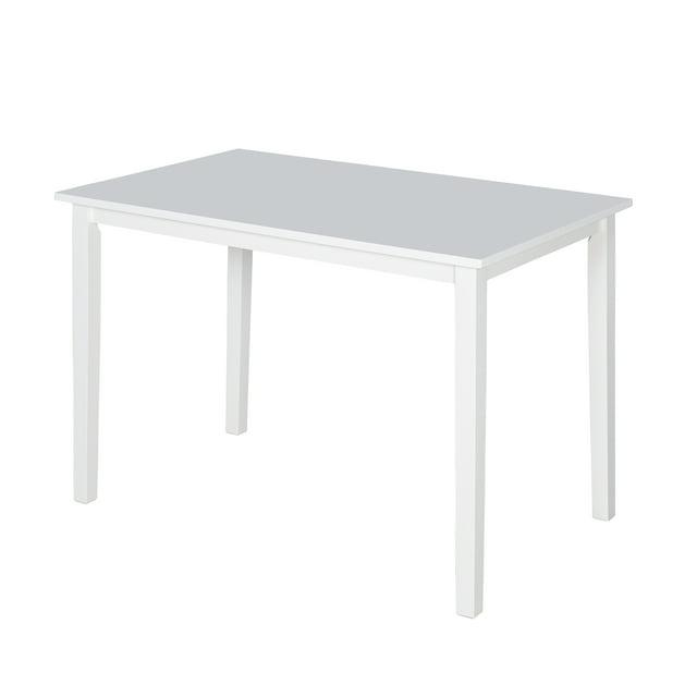 Buylateral Shaker Rectangular Dining Table White: Transitional Style, Rubberwood, 4-Seat