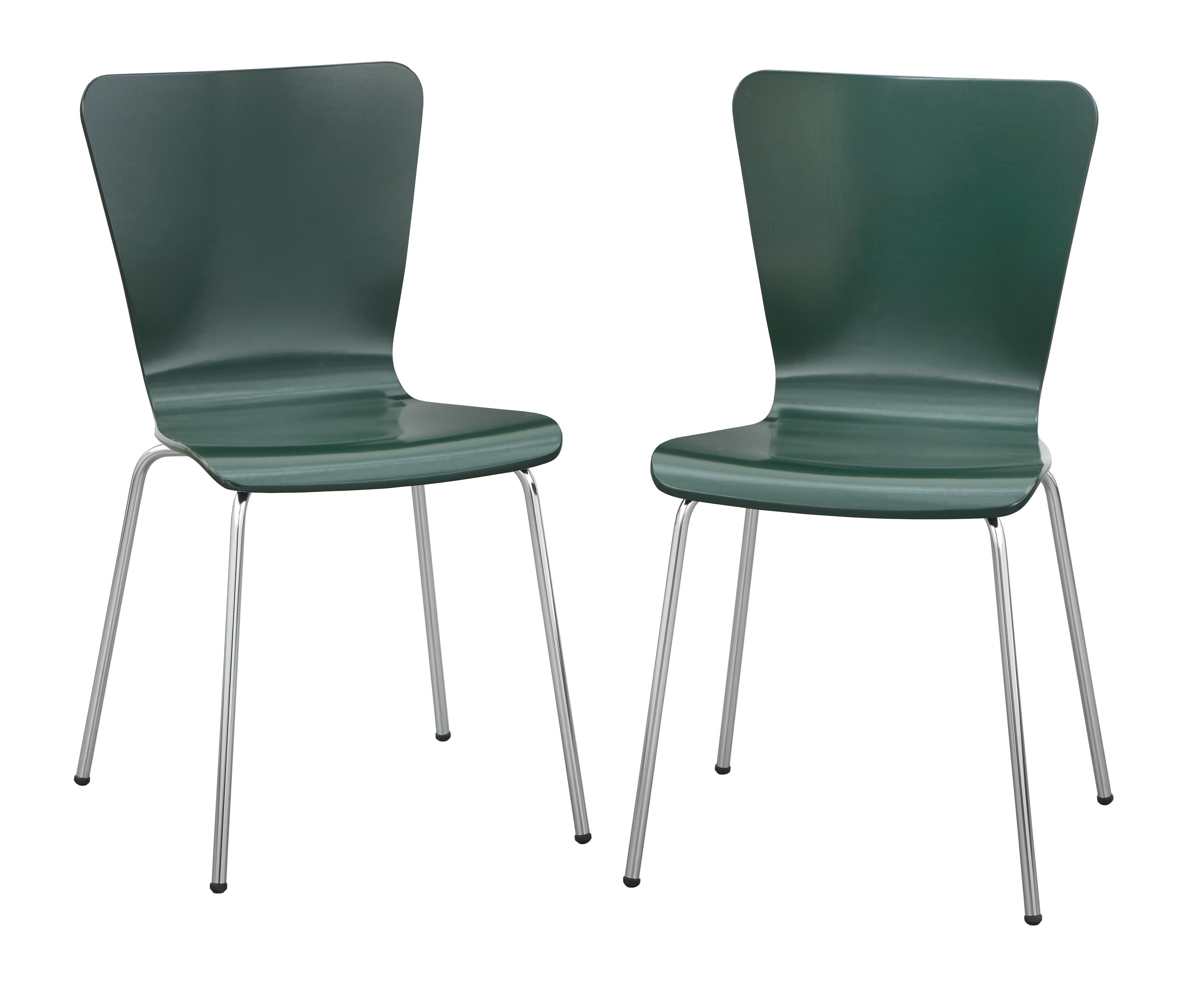 Pisa Dark Green Bentwood Dining Chairs with Metal Legs, Set of 2