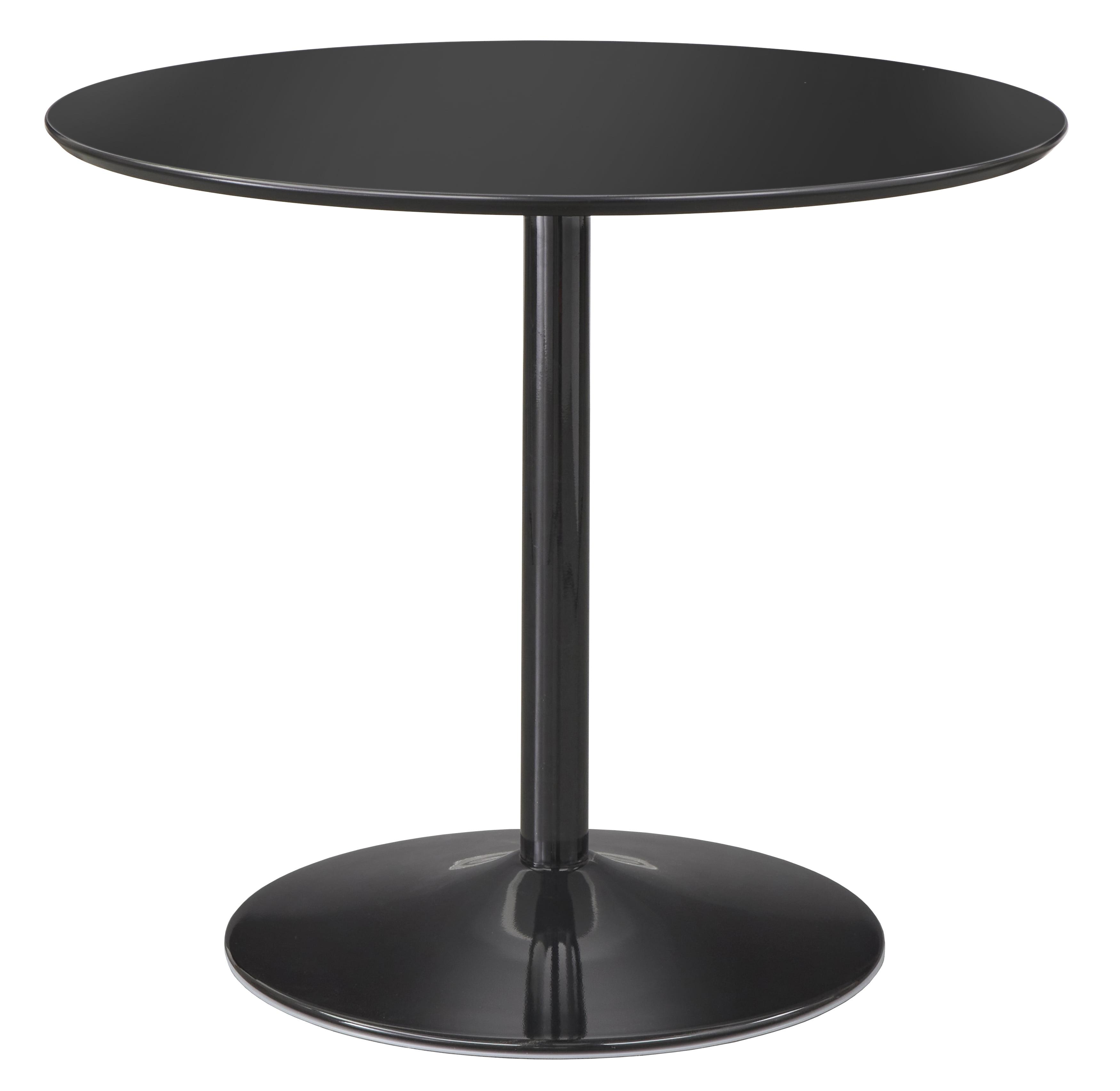 Black Round Metal Pedestal Dining Table with MDF Top