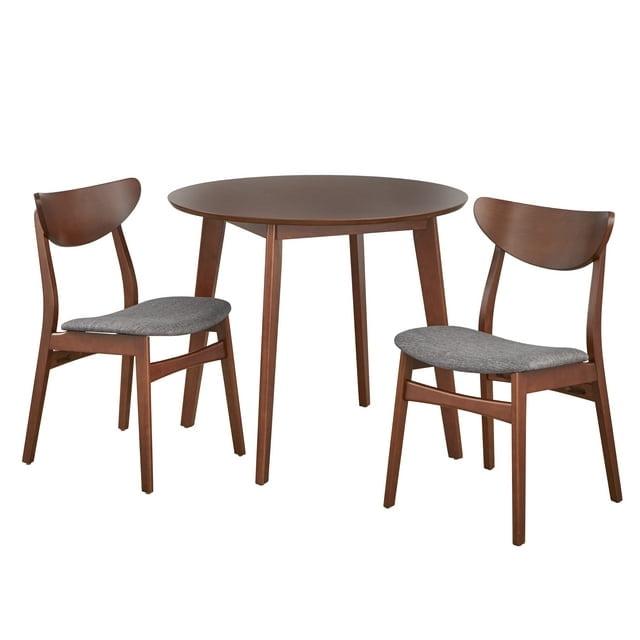 Walnut and Dark Gray Mid-Century Modern 3-Piece Dining Set