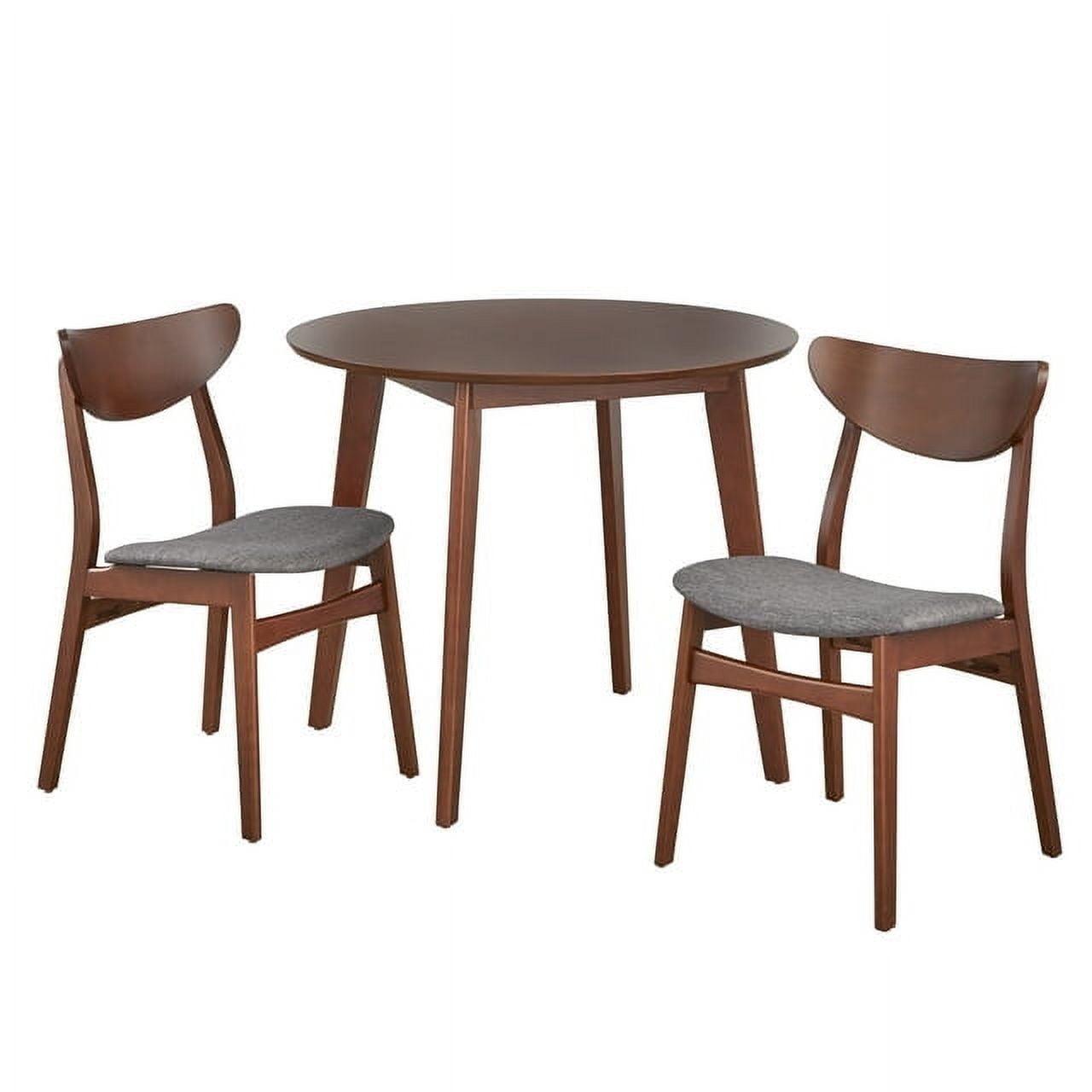 3pc Vance Dining Set Walnut/Black- Buylateral: Mid-Century Inspired, Beech Wood Legs, Foam-Cushioned Chairs