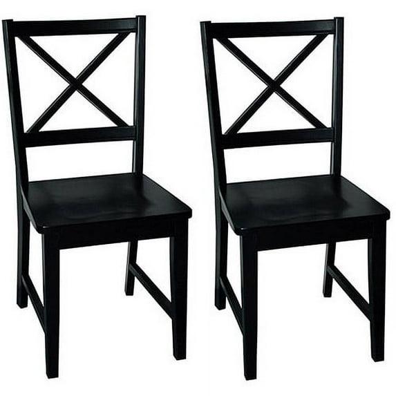 Set of 2 Virginia Farmhouse Crossback Dining Chair Black - Buylateral: Rubberwood, Armless, Modern Style, 35.25"H
