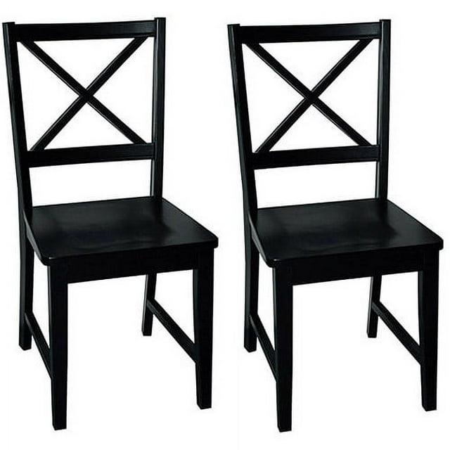 Set of 2 Virginia Farmhouse Crossback Dining Chair Black - Buylateral: Rubberwood, Armless, Modern Style, 35.25"H