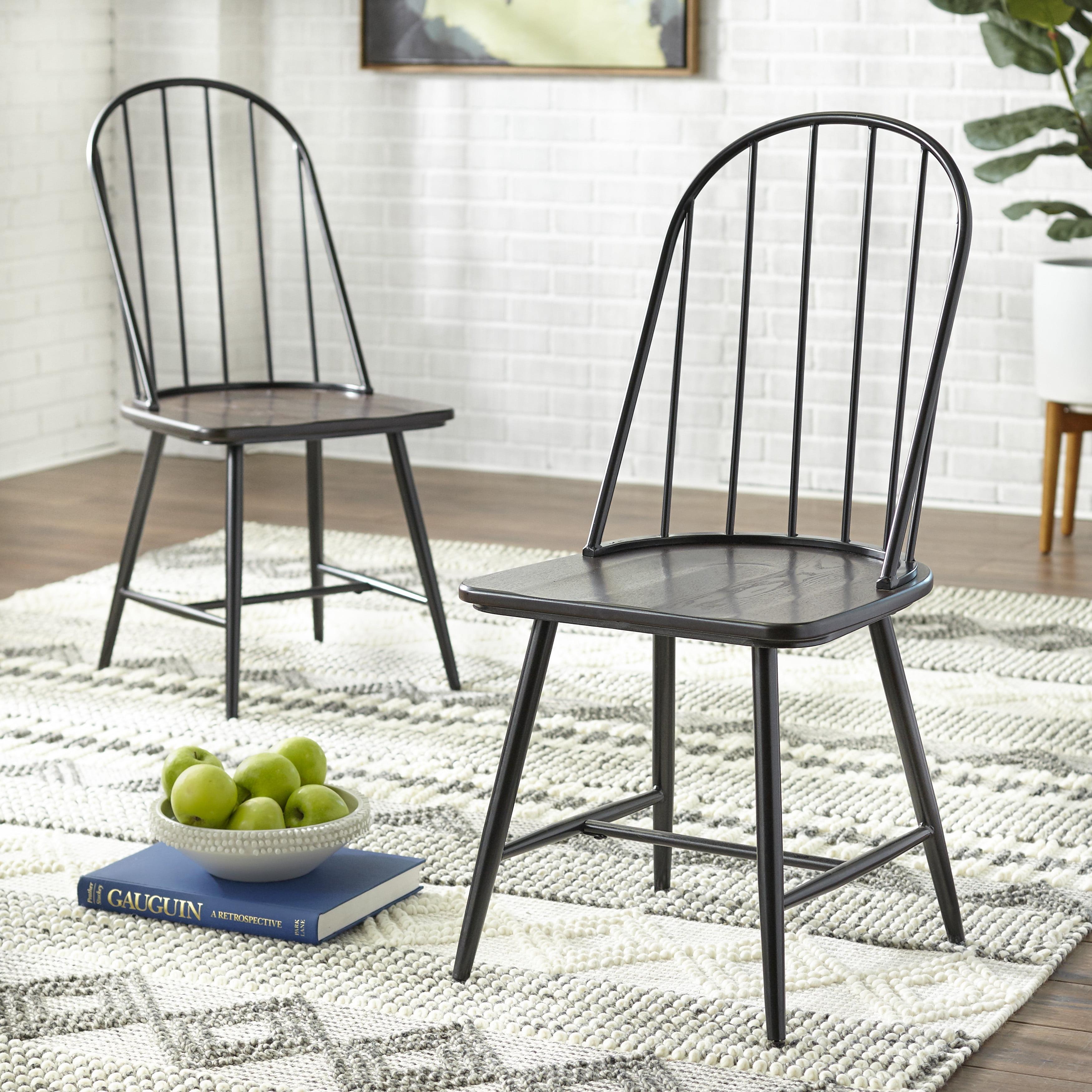 Espresso Windsor Metal & Wood Slat Side Chair Set