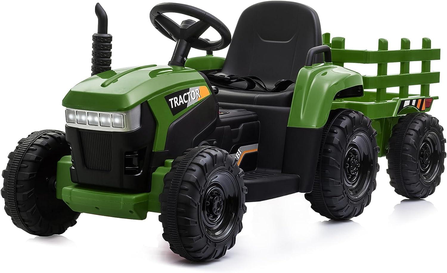 Veryke 35W / 12V Kids Ride On Tractor, Electric Car Toy with Bucket - Green