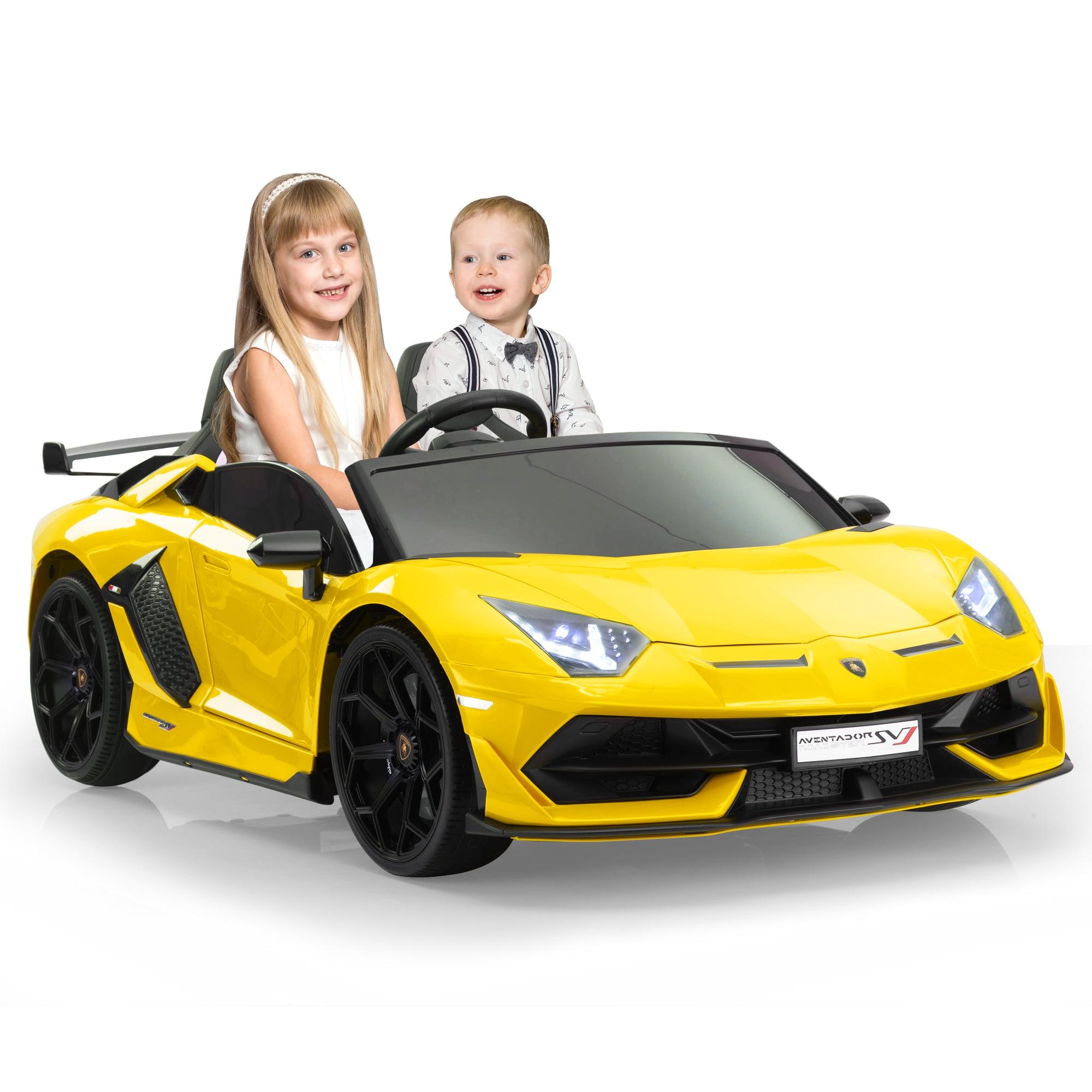 24V Lamborghini 2-seater Battery Powered Ride on with High/Low speed switch, Slow start function, Battery level display, MP3, USB, Light Drift Car for Kids 3-8