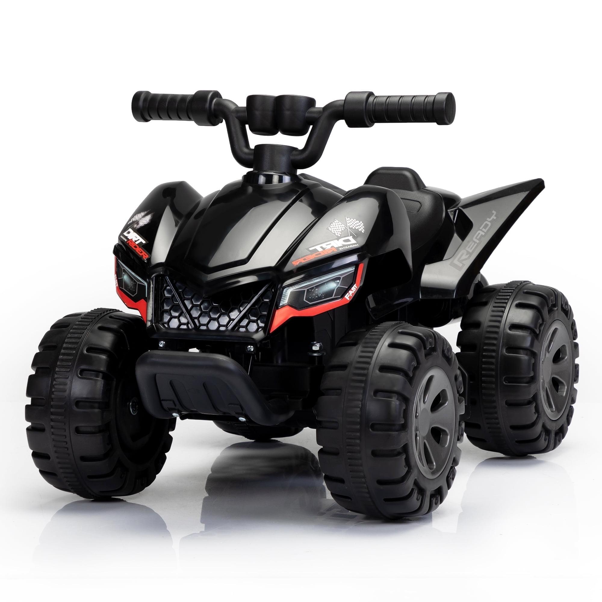 CIPACHO Kids Ride-on ATV, 6V Battery Powered Electric Quad Car with Music, LED Lights and Spray Device, 4 Wheeled Ride-on Toy for Boys Girls, Black