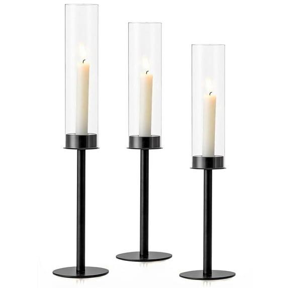 NIERBO Candlestick Holders Hurricane Candle Holder, 3pcs Candle Stick Candle Holder Candelabra (Set of 3)