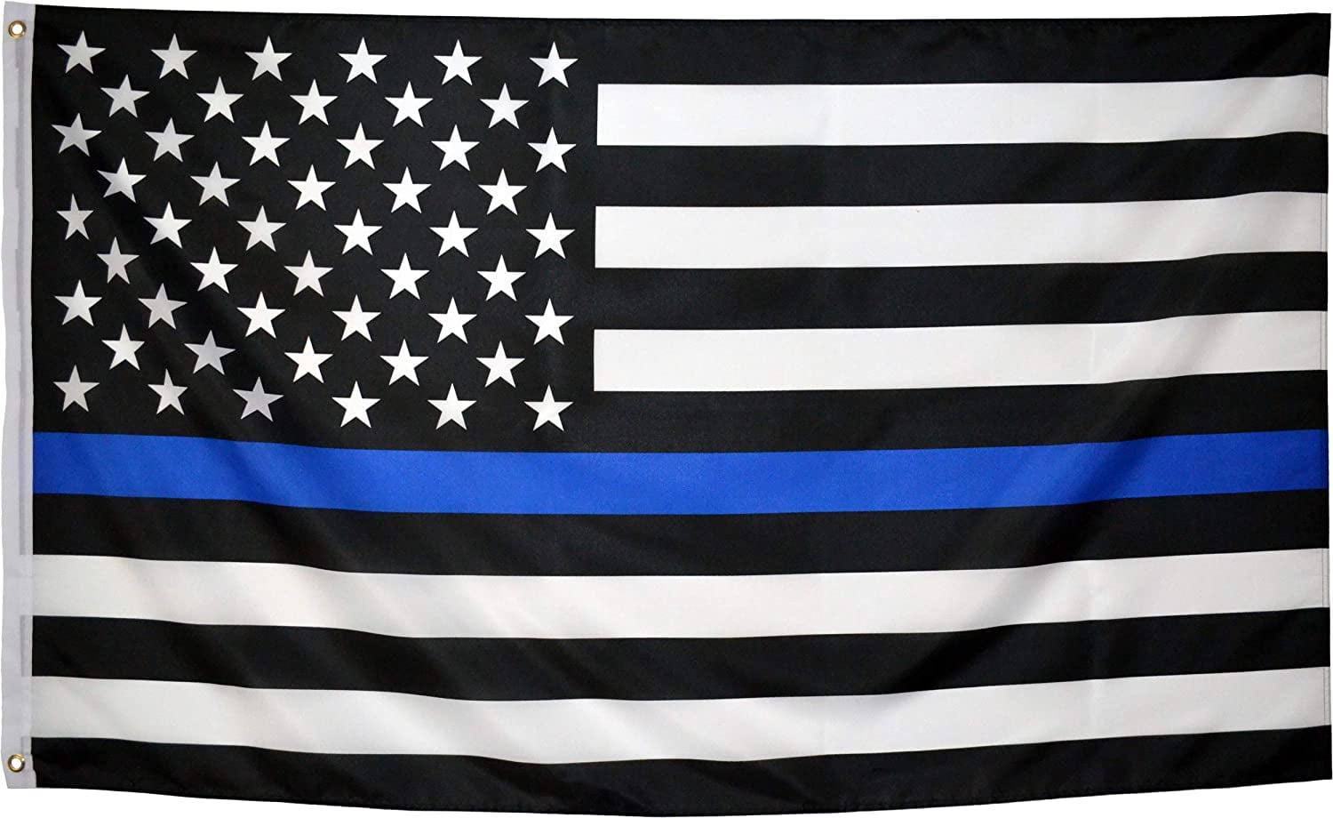 Thin Blue Line Flag United States Policeman Banner Polyester 3x5 Foot Flags Vivid Color and UV Fade Resistant Flag Outdoor Banner