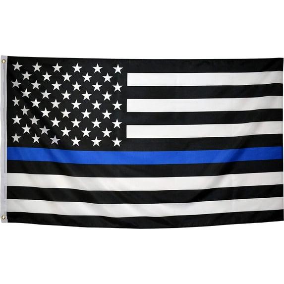 Thin Blue Line Flag United States Policeman Banner Polyester 3x5 Foot Flags Vivid Color and UV Fade Resistant Flag Outdoor Banner