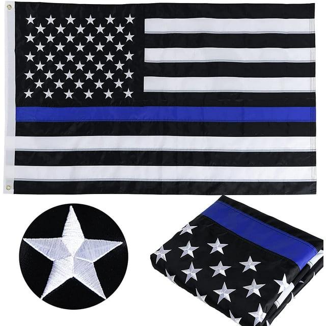 Thin Blue Line Flag United States Policeman Banner Polyester 3x5 Foot Flags Vivid Color and UV Fade Resistant Flag Outdoor Banner