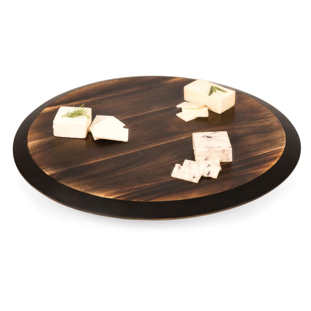 Modern Fire Acacia Wood 21" Lazy Susan with Chalkboard Rim