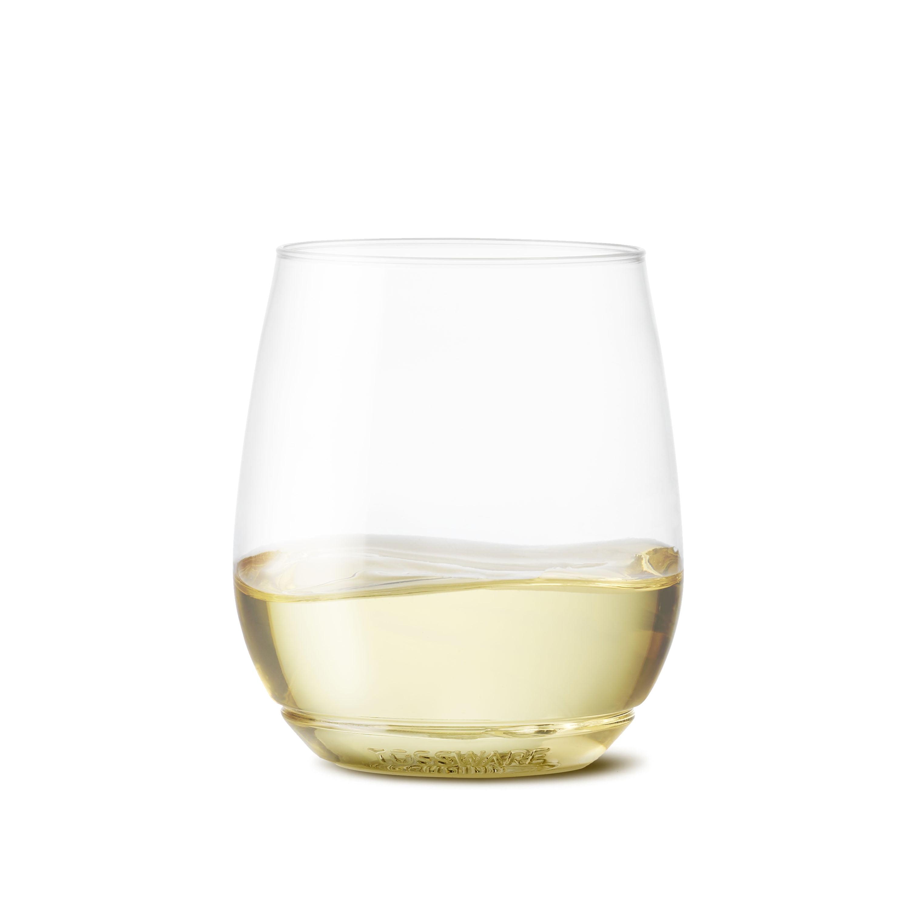 TOSSWARE Clear Plastic 14 oz Stemless Wine Glass Set of 12