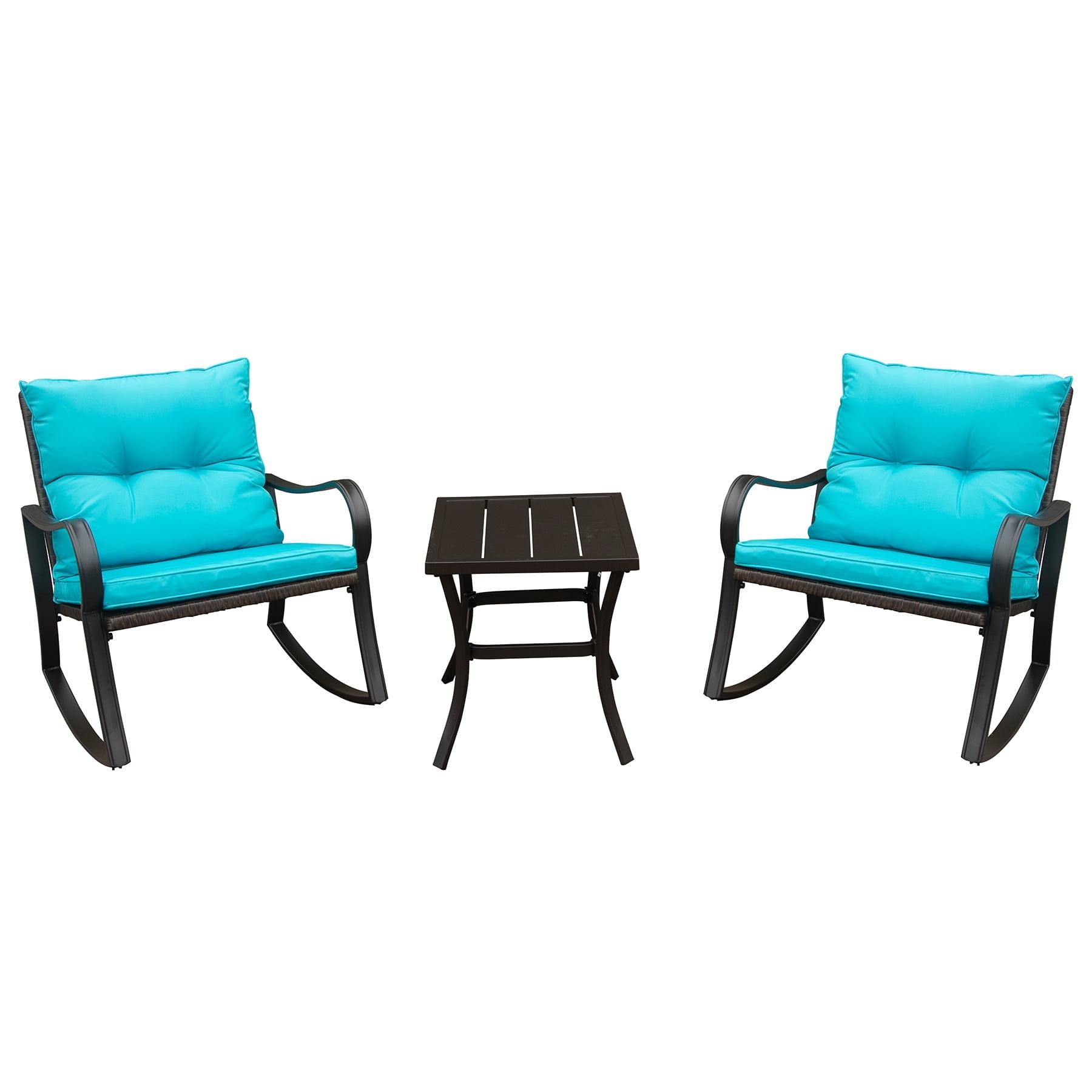 Mercury Row® Preciado 3 Piece Outdoor Patio Set With Cushions-Rocking Chair for Balcony, Lawn and Porch