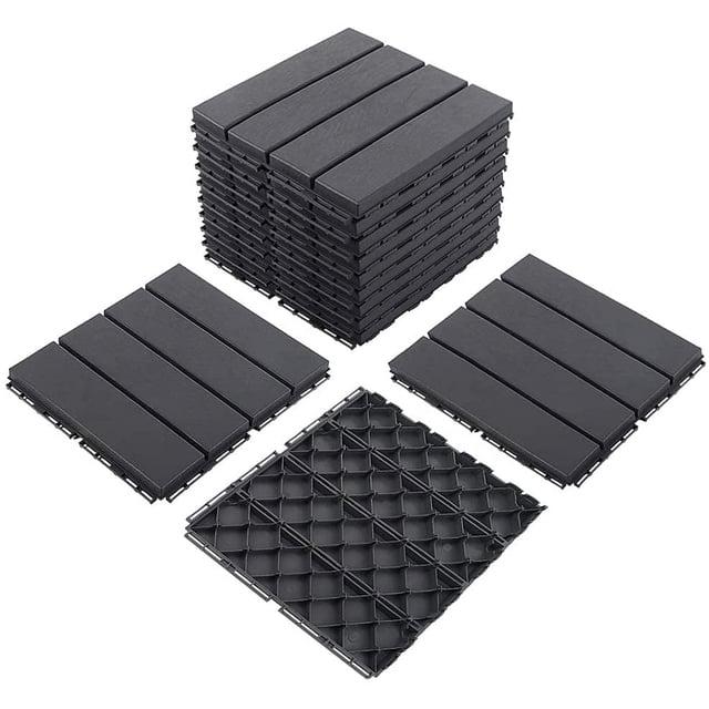 TOTAL Outdoor Living 12" x 12" Composite Deck Tiles,27 Pack Interlocking Plastic Flooring for Patio, Deck,and Outdoor Spaces, Dark Grey