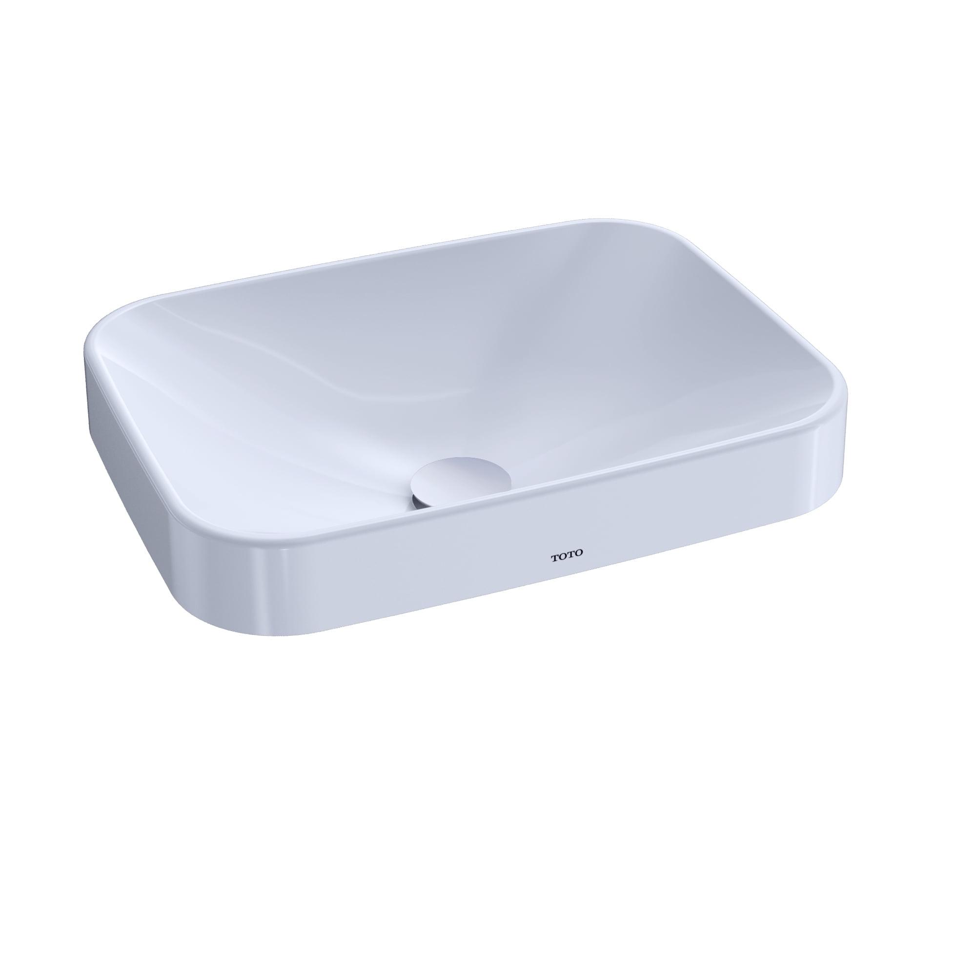 Modern Elegance 20" Vitreous China Rectangular Vessel Sink in Cotton White