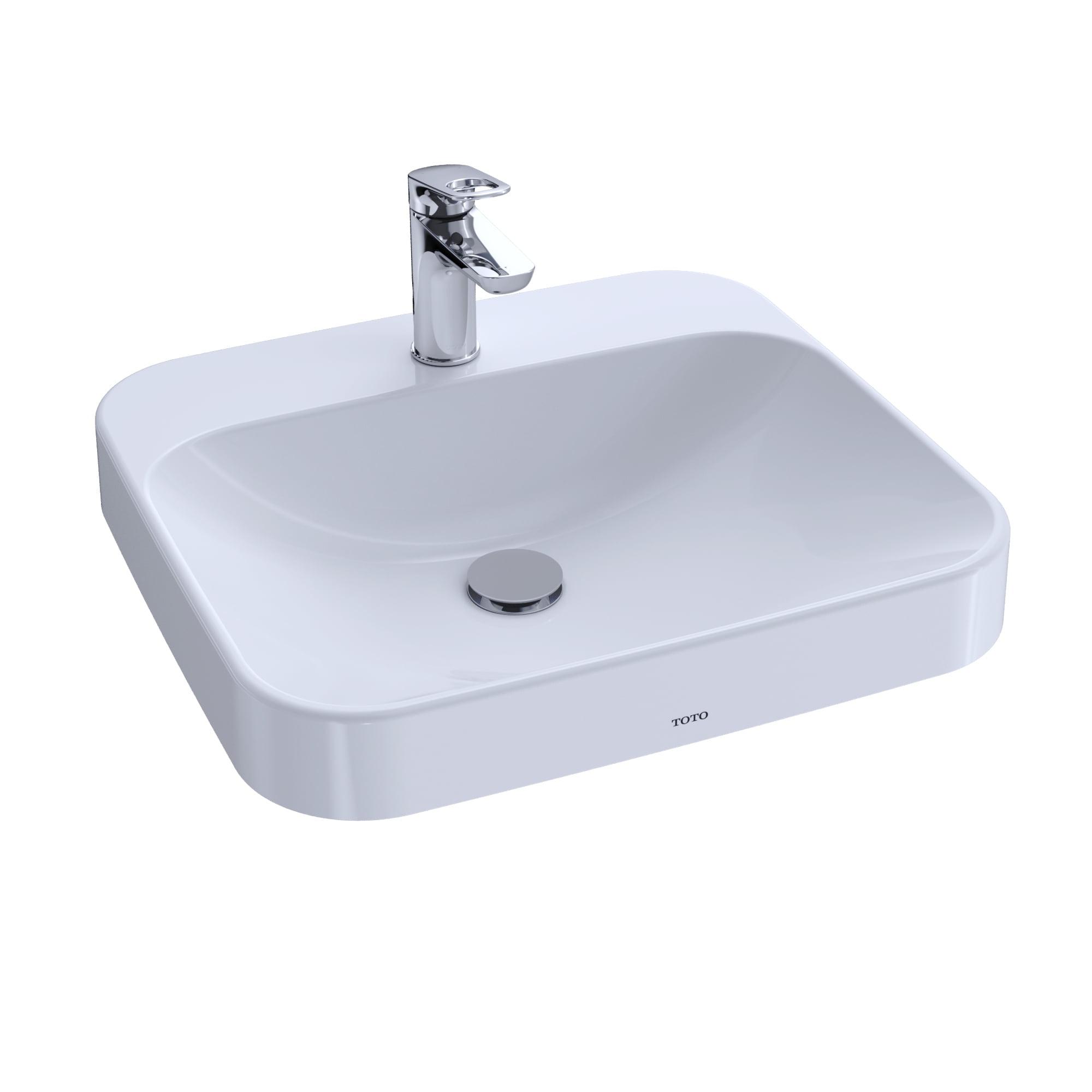 Elegant Cotton White 20" Rectangular Vessel Bathroom Sink with Overflow