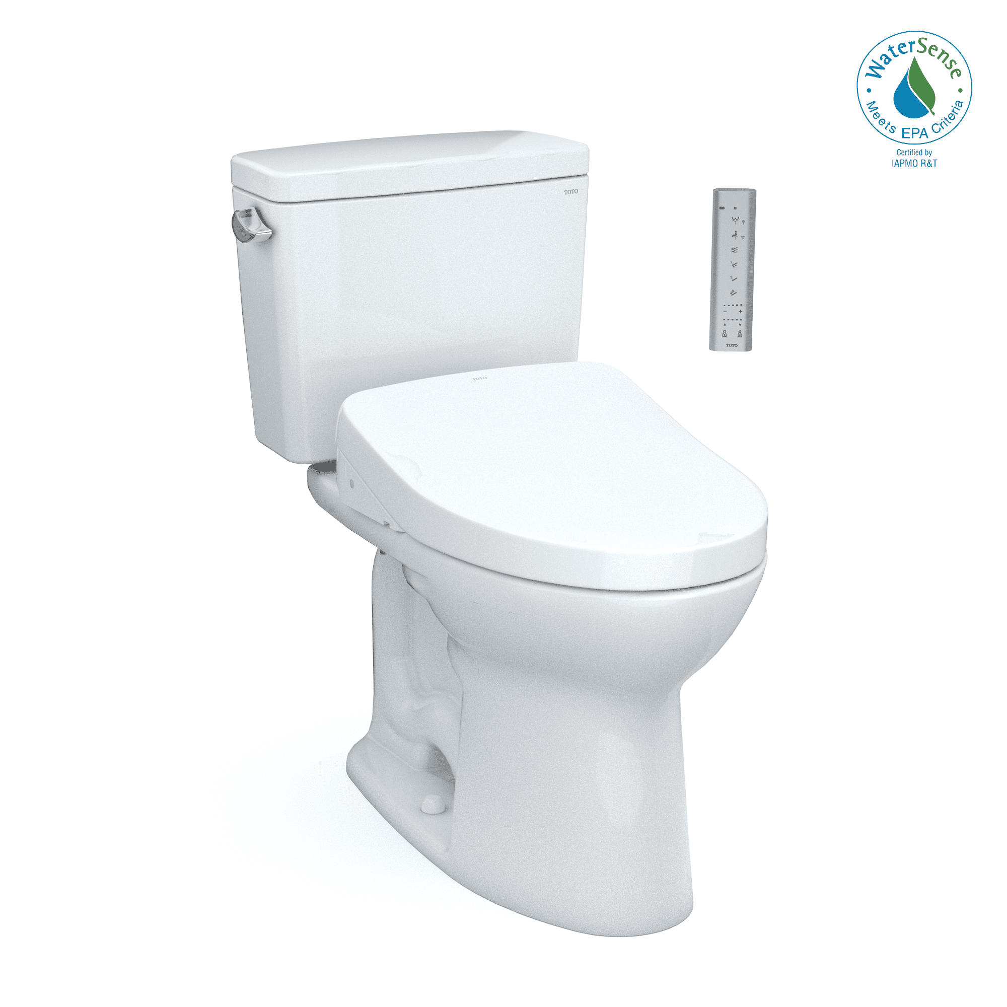 Modern White Vitreous China Elongated Two-Piece High-Efficiency Toilet