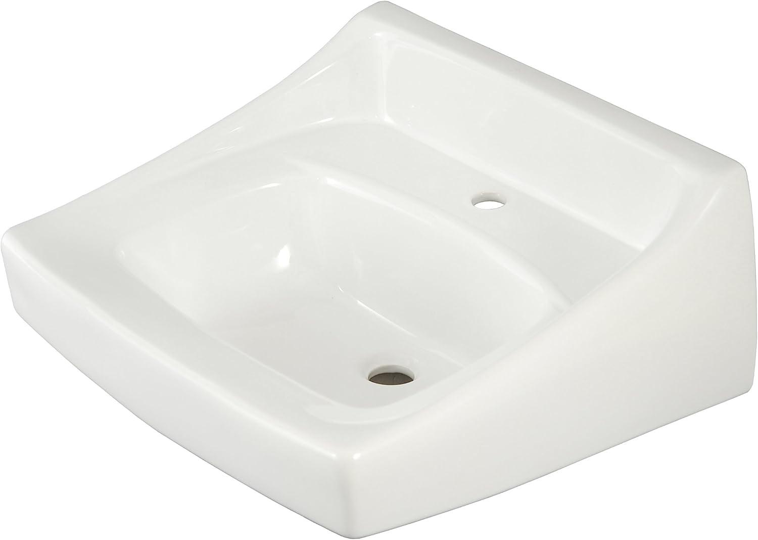 18" Rectangular Wall-Mount Bathroom Sink for Single Hole Faucet