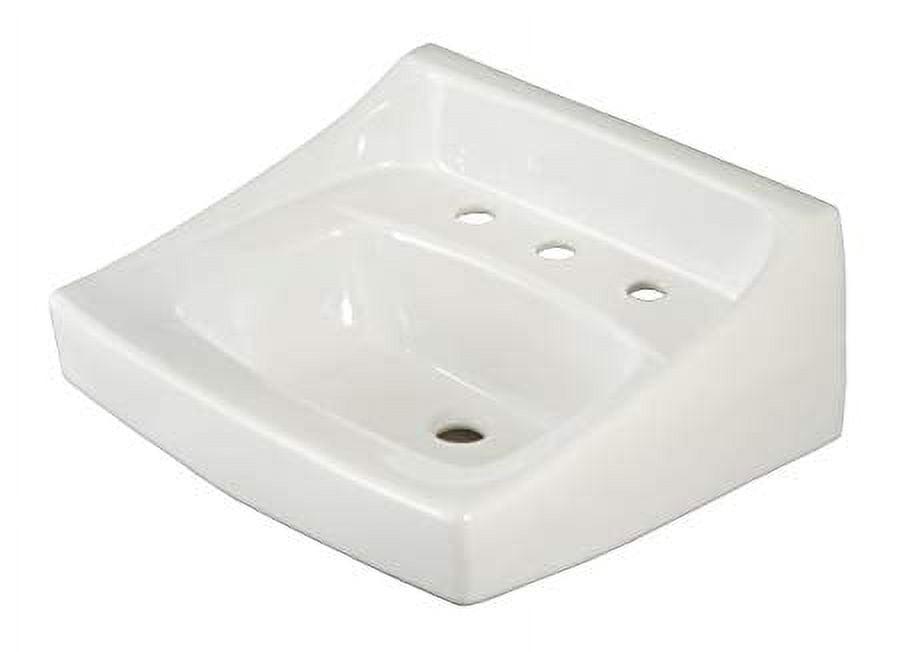 Modern Rectangular Wall-Mounted Ceramic Bathroom Sink in Cotton White